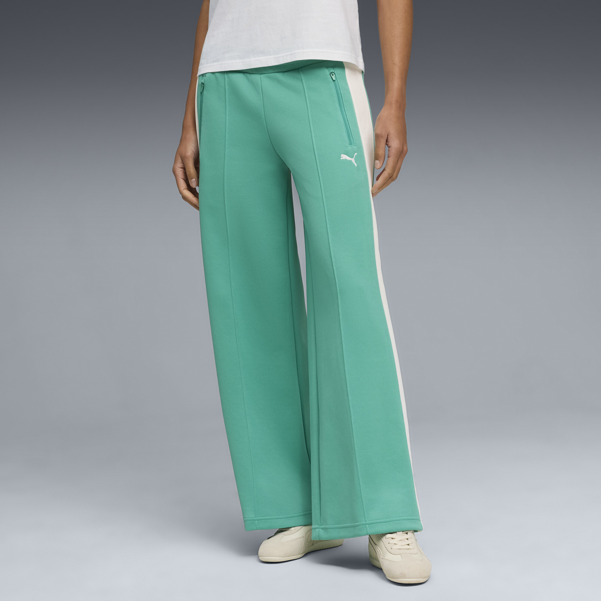 PUMA T7 Women's Low Rise Track Pants in Green, Size L