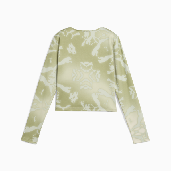 DARE TO Long Sleeve Tee Women, Pistachio Green-AOP, large-ZAF