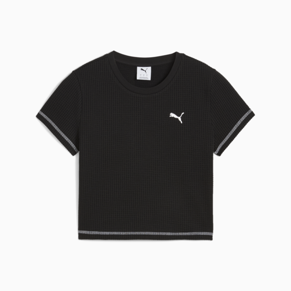 DARE TO Textured Baby Tee Women, PUMA Black, large-MEX