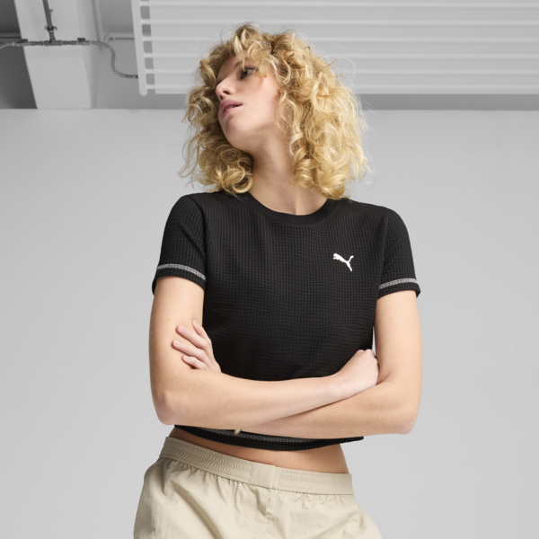 DARE TO Textured Baby Tee Women, PUMA Black, large-MEX