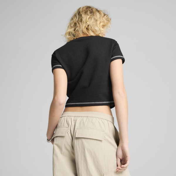 DARE TO Textured Baby Tee Women, PUMA Black, large-MEX
