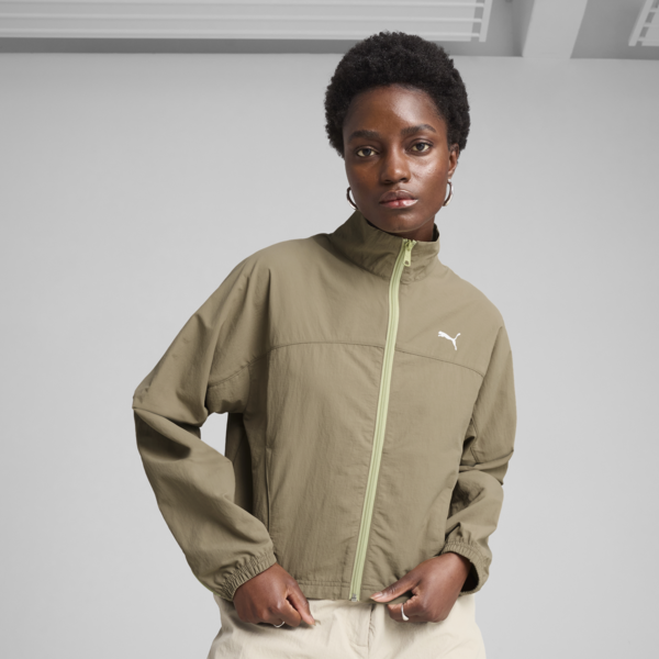 DARE TO Oversized Zip-Off Woven Jacket Women, Velvet Moss, large-ZAF