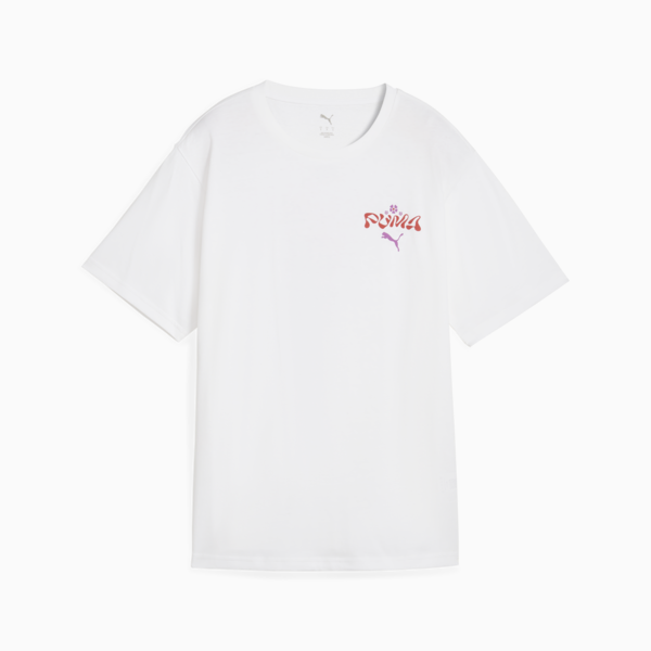 ESS FLORAL PACK Relaxed Graphic Tee Women, PUMA White, large-MEX
