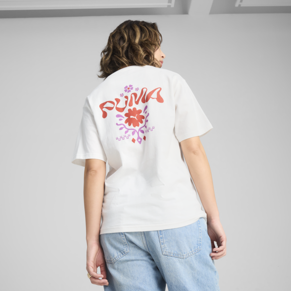 ESS FLORAL PACK Relaxed Graphic Tee Women, PUMA White, large-MEX