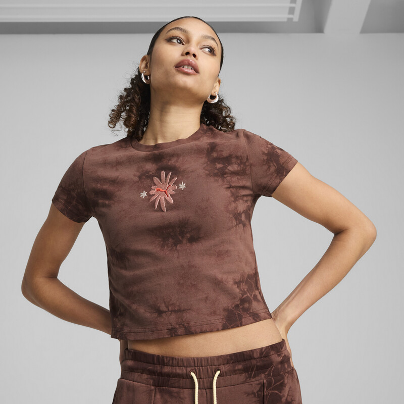 

Women's PUMA WARDROBE Essentials FLORAL PACK Slim Fit Washed Graphic Crop Tee