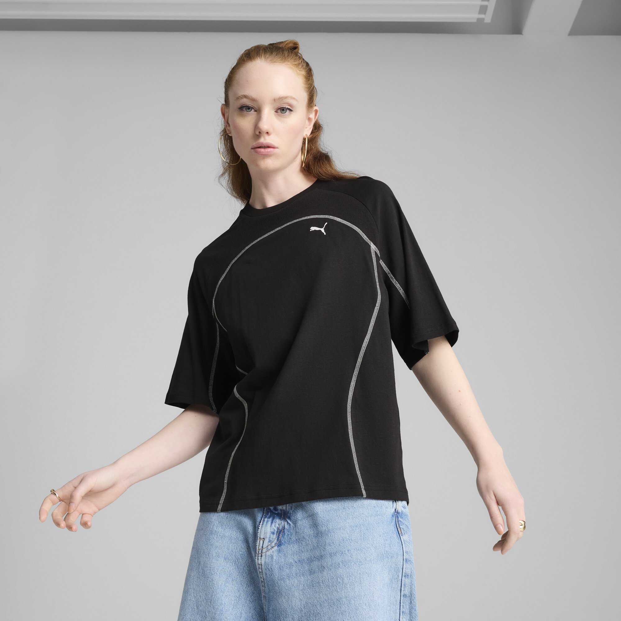 Puma Dare To Oversized-T-Shirt Damen | Mit Plain | Black | Größe: L