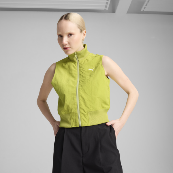 DARE TO Full-Zip Woven Vest Women, Sea Kelp, large-ZAF