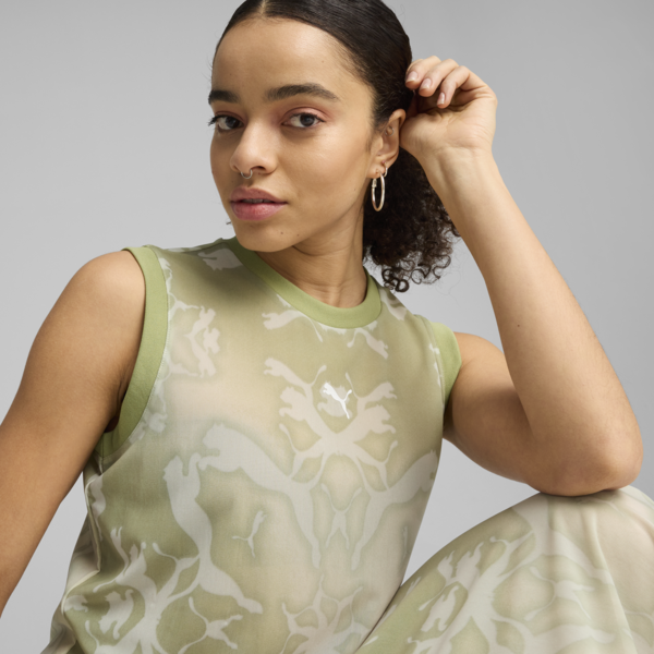 Vestido largo DARE TO Mesh Column para mujer, Pistachio Green-AOP, large-MEX