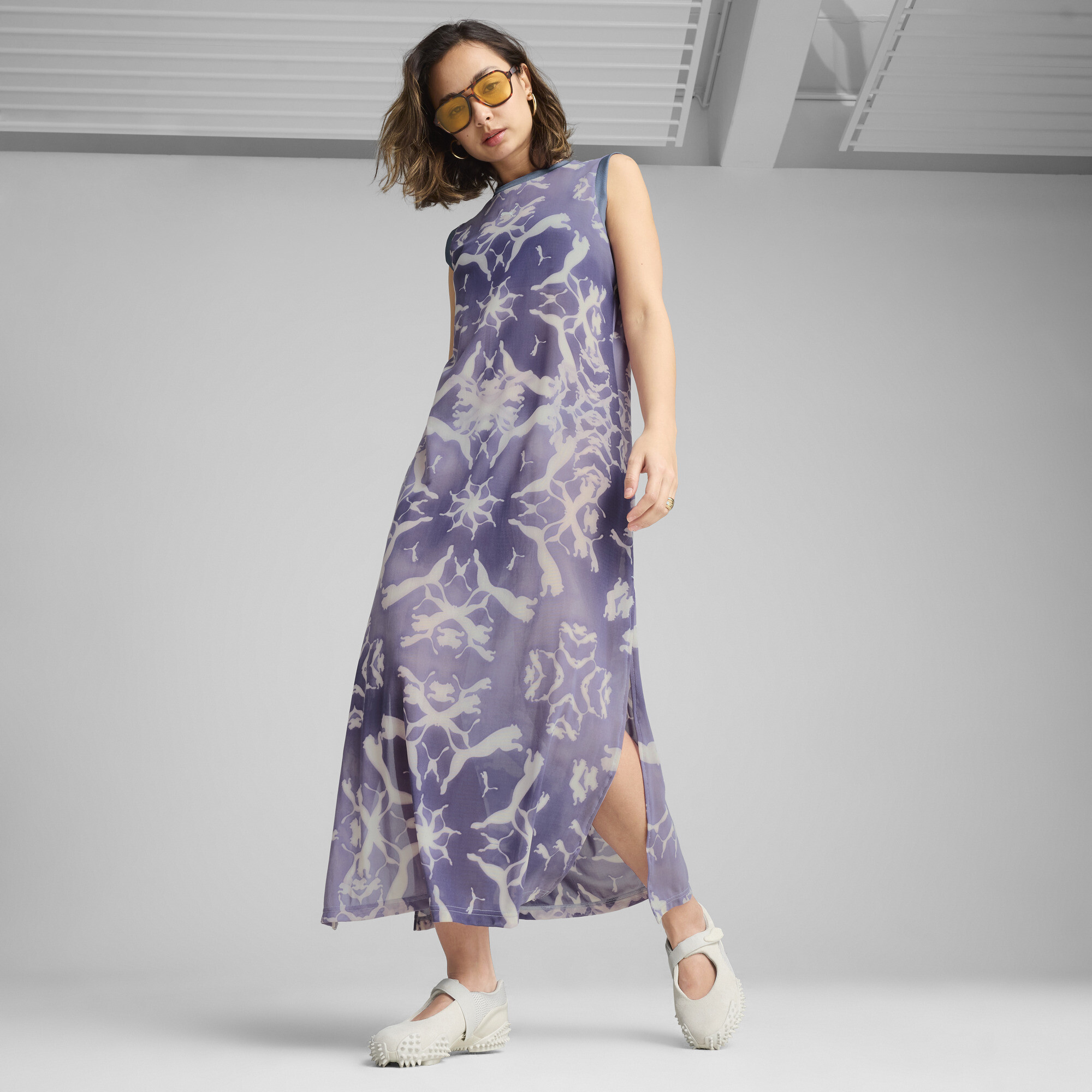Puma Dare To Mesh Column Dress In Blue