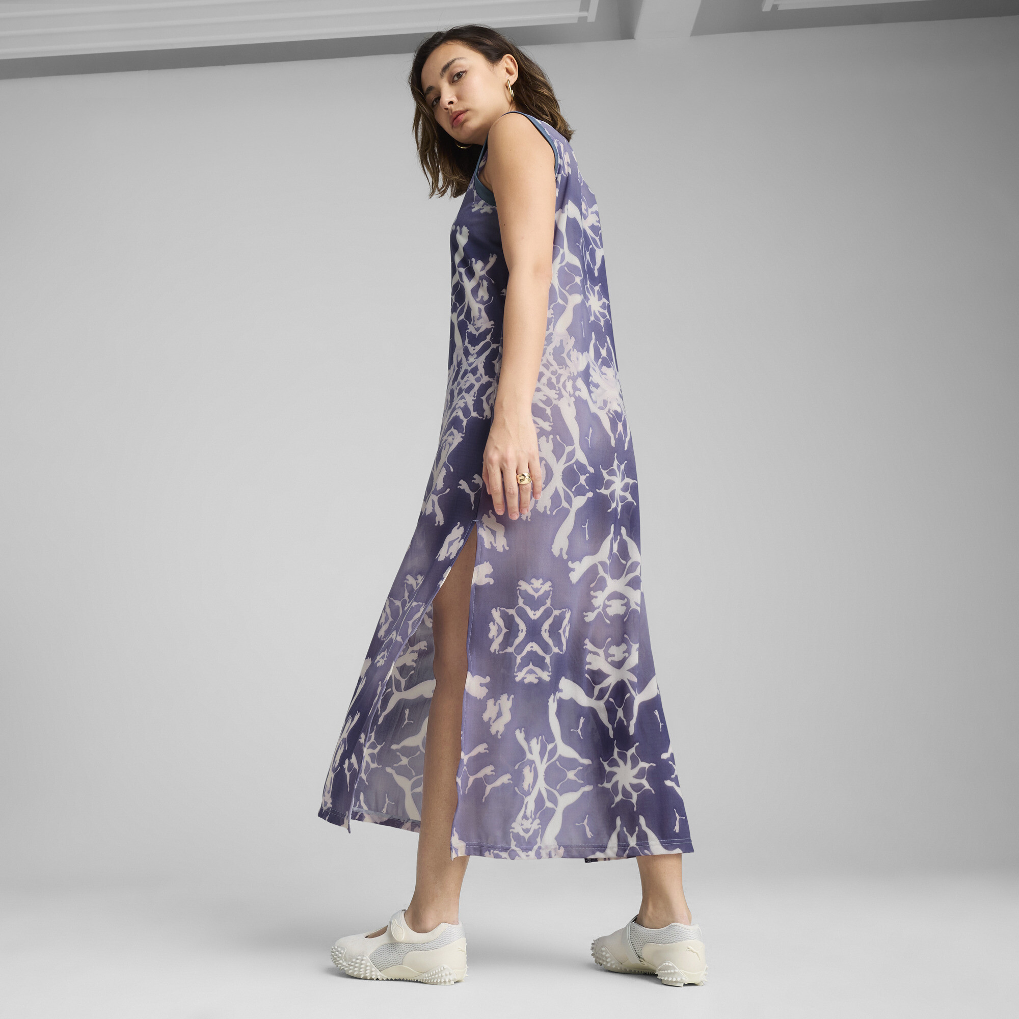 PUMA DARE TO Mesh Column jurk voor Dames, Grijs, Maat L thumbnail 5