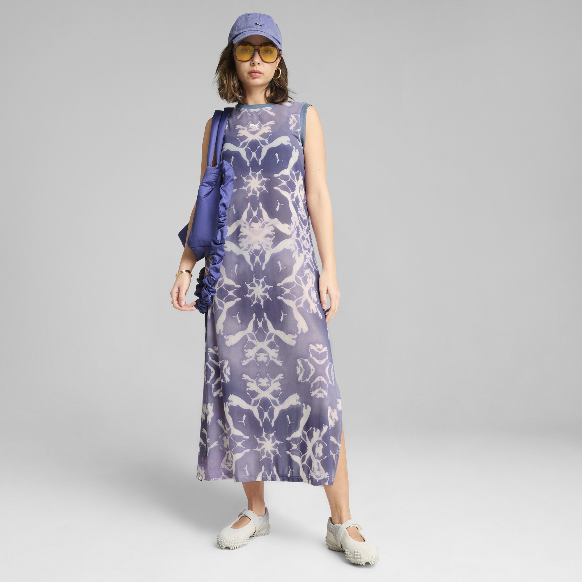 PUMA DARE TO Mesh Column jurk voor Dames, Grijs, Maat L thumbnail 4