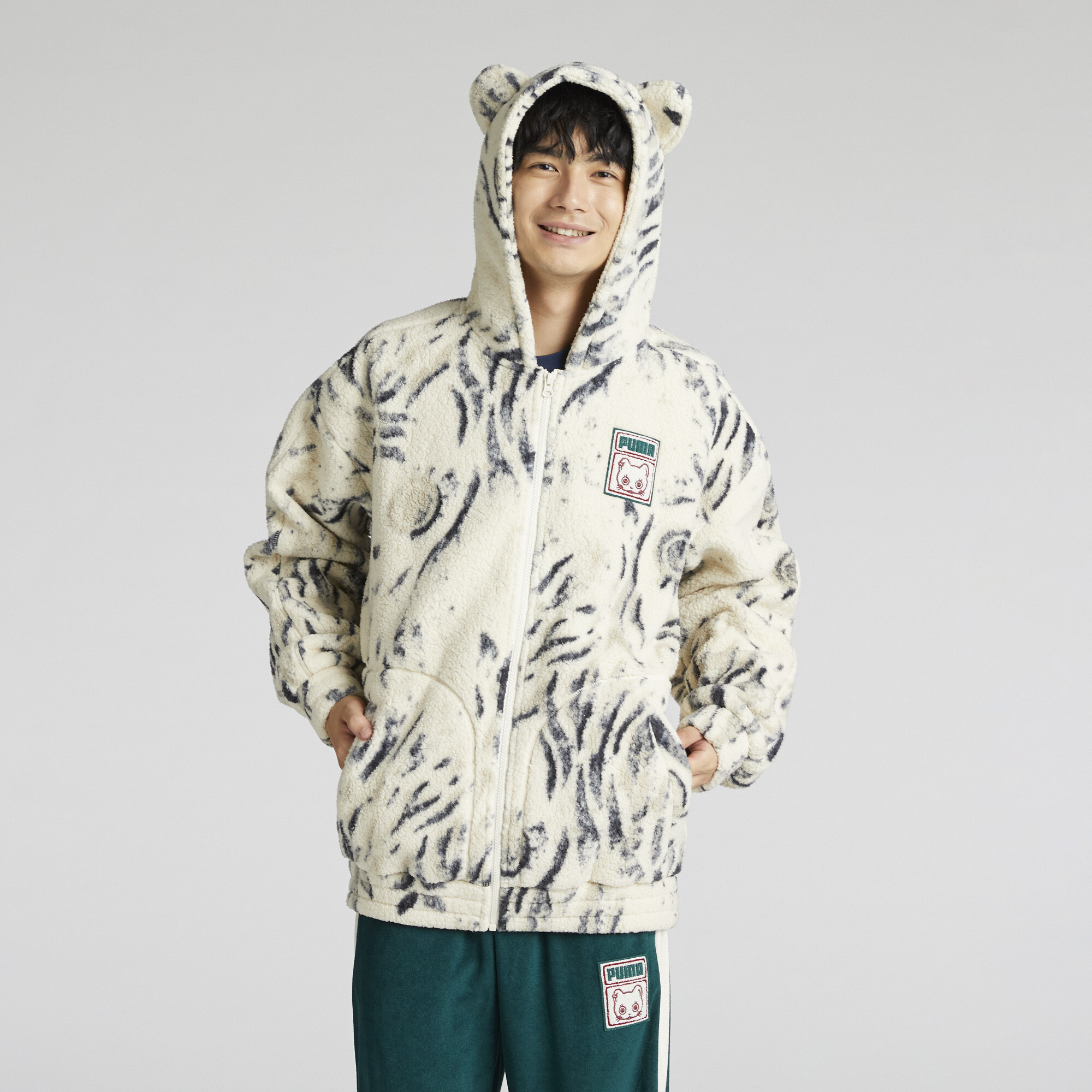 Puma NEKO T7 Sherpa Hoodie Unisex, White, Size XL, Clothing