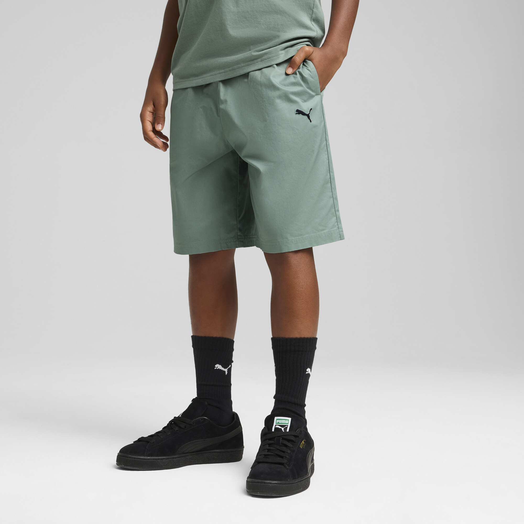 SUPER Puma Gewebte Shorts Teenager Für Herren Für Damen Für Kinder | Mit Plain | Green Moon | Größe: 11-12Y