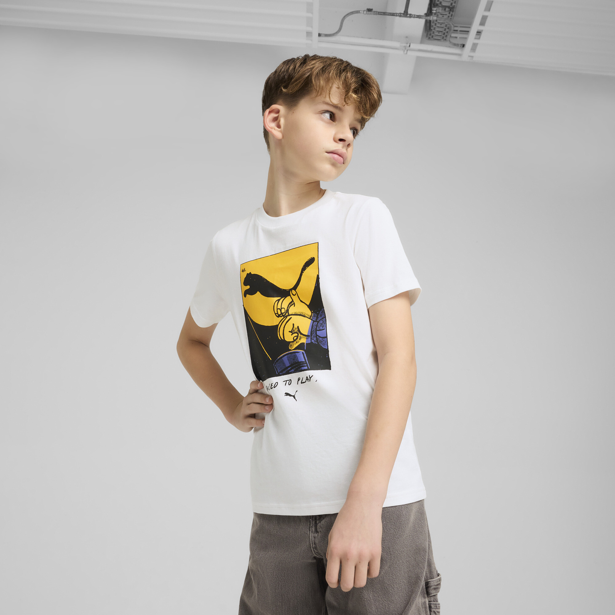 Puma Graphics T-Shirt II Teenager Für Herren Für Damen Für Kinder | Mit Print | White | Größe: 13-14Y