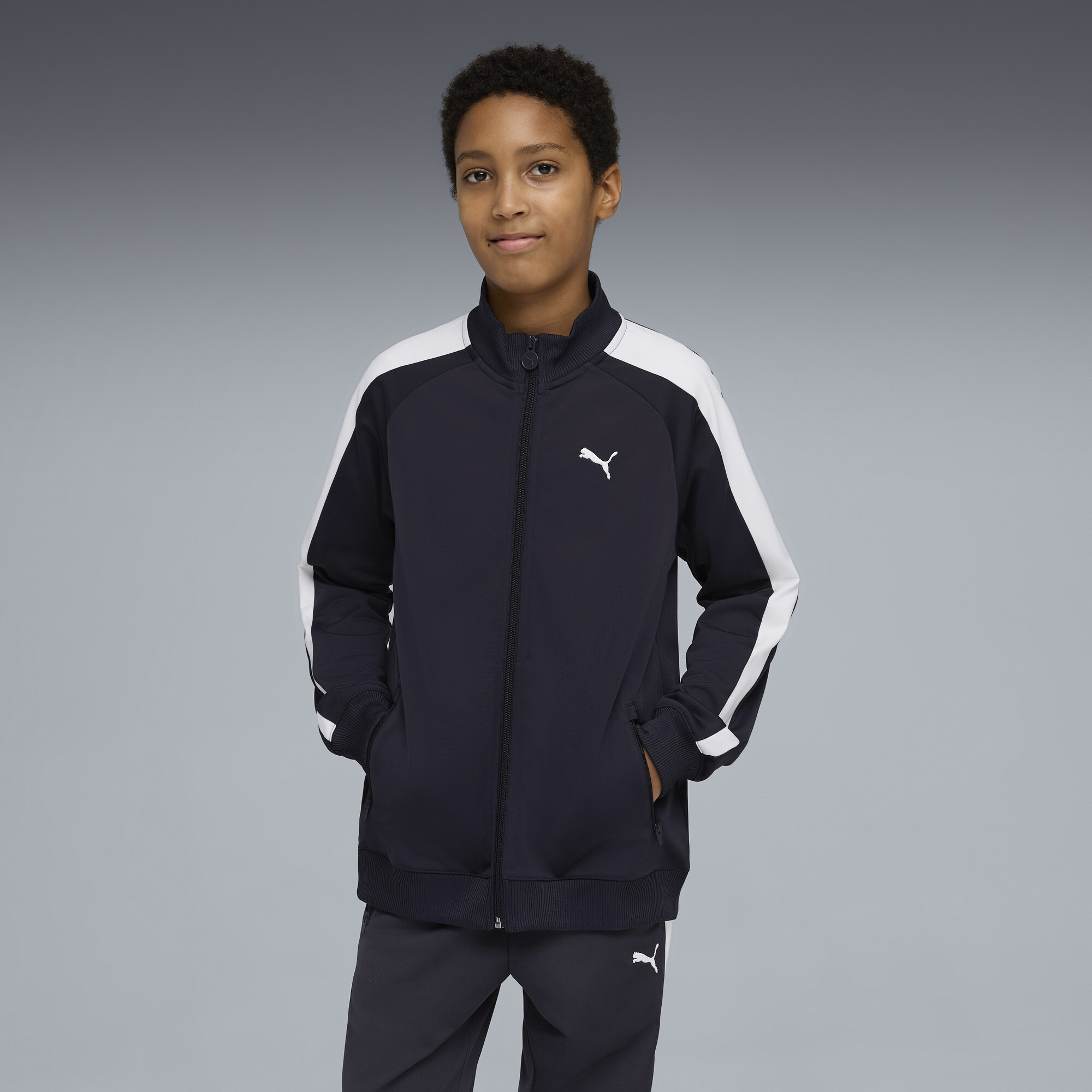 PUMA T7 Big Kids' Track Jacket in Blue, Size XL