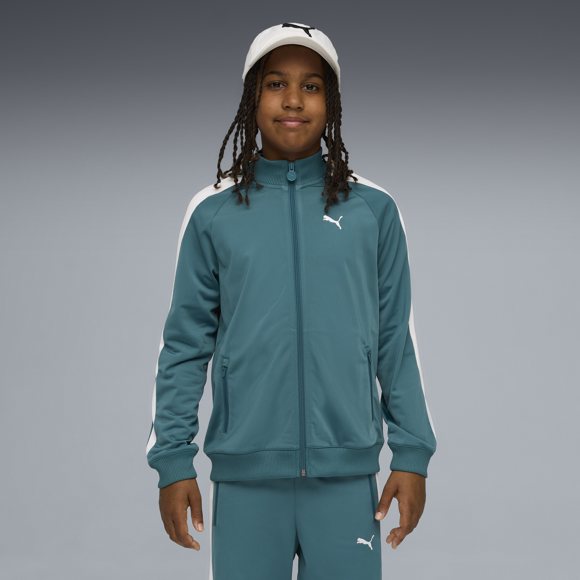 PUMA T7 Big Kids' Track Jacket in Green, Size S