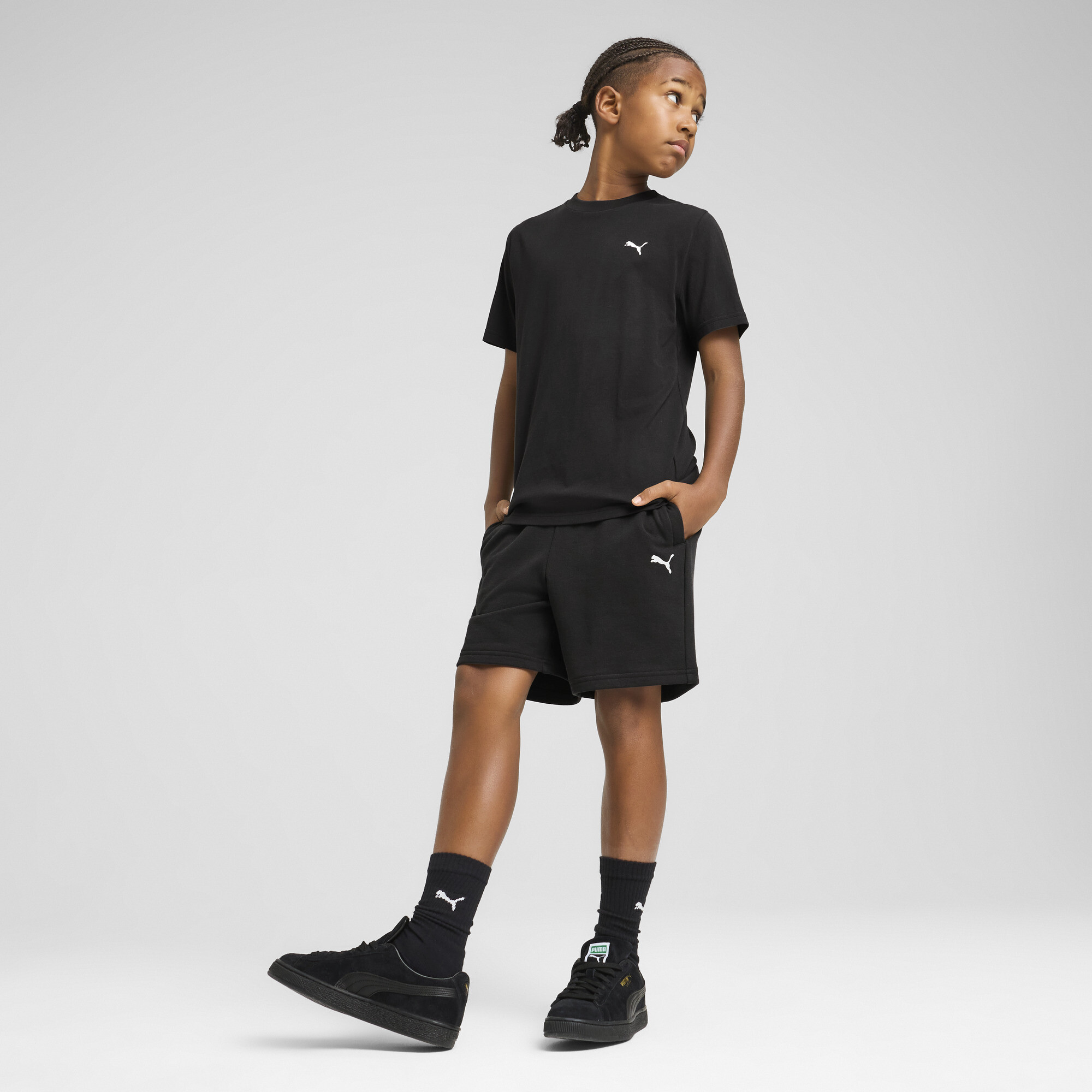 PUMA WARDROBE ESS T-shirt voor Heren, Zwart, Maat 7-8Y thumbnail 4