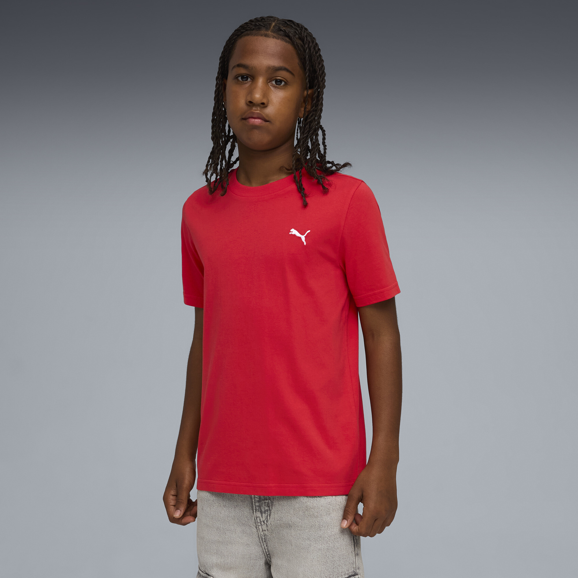 PUMA WARDROBE ESS T-shirt voor Heren, Rood, Maat 7-8Y