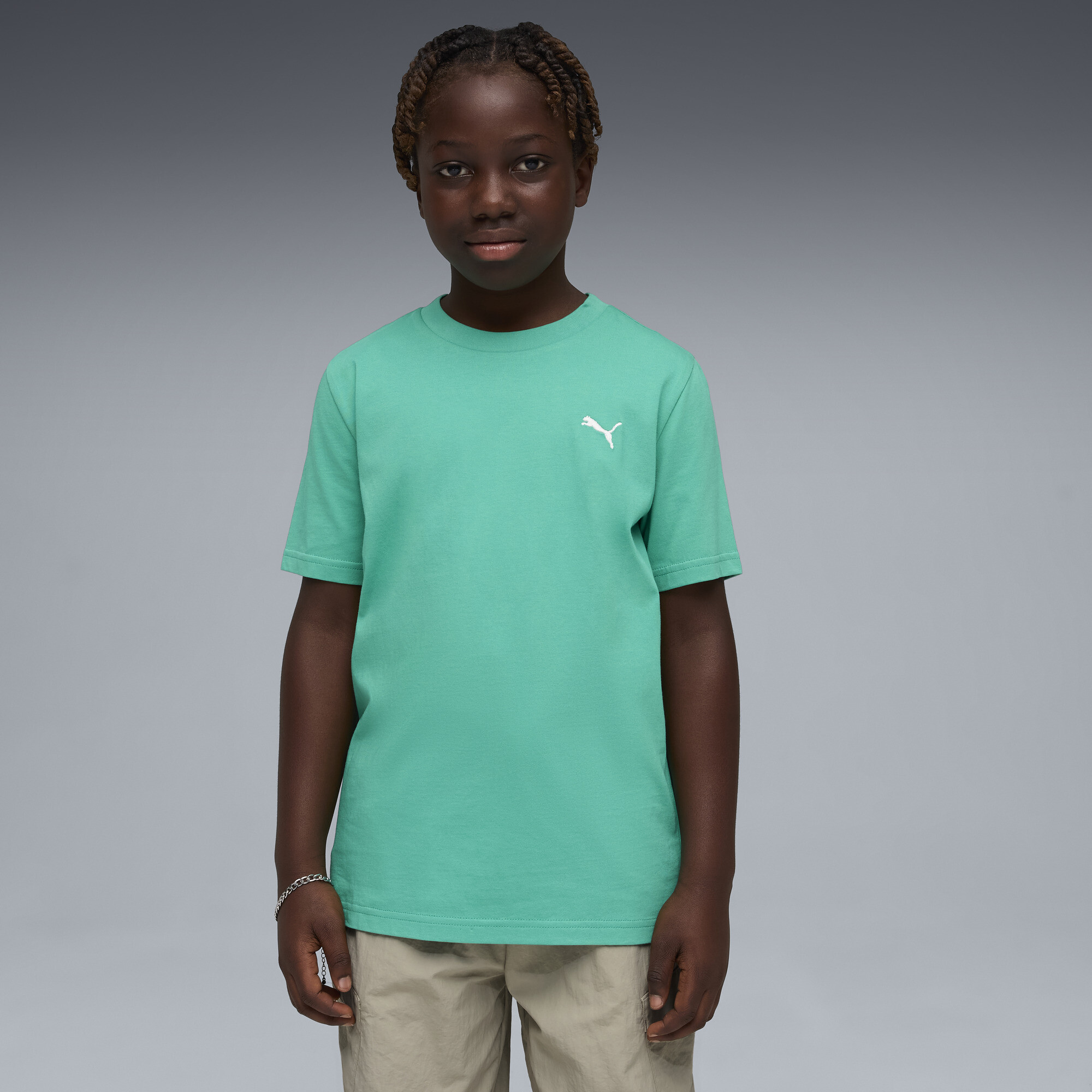 PUMA WARDROBE ESS T-shirt voor Heren, Groen, Maat 7-8Y