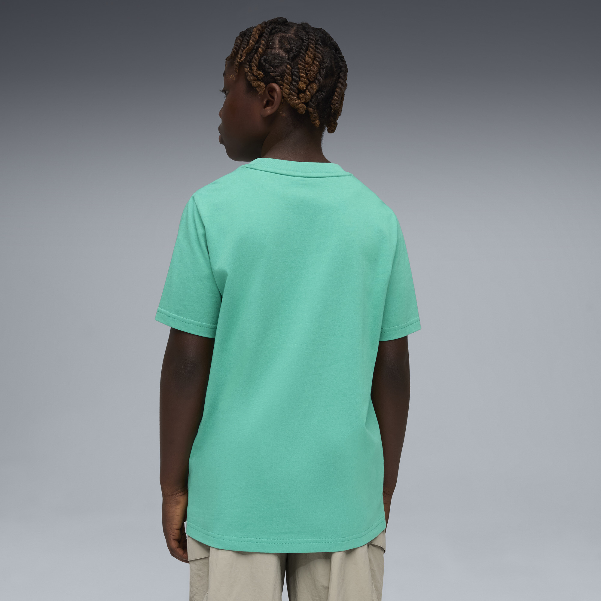 PUMA WARDROBE ESS T-shirt voor Heren, Groen, Maat 7-8Y thumbnail 5