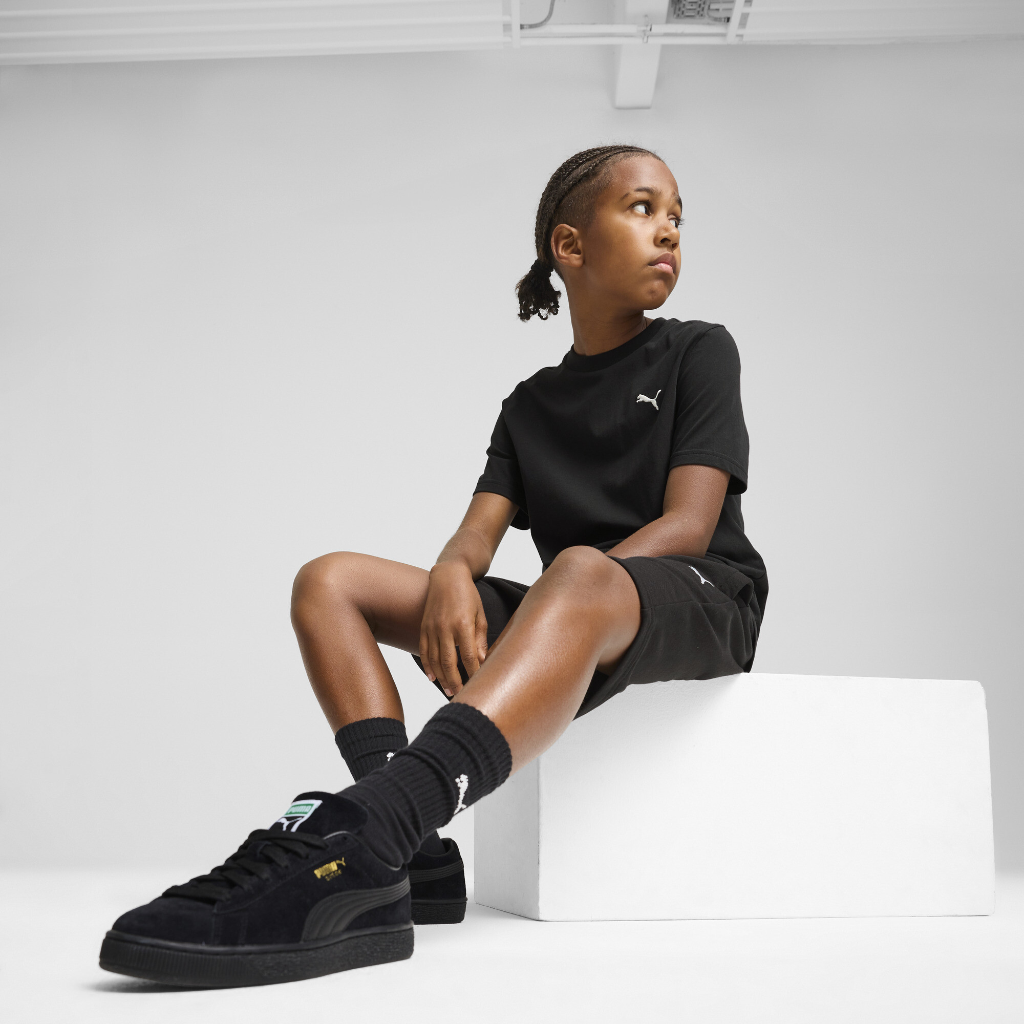 PUMA Wardrobe Essentials relaxte short voor Heren, Zwart, Maat 13-14Y thumbnail 2