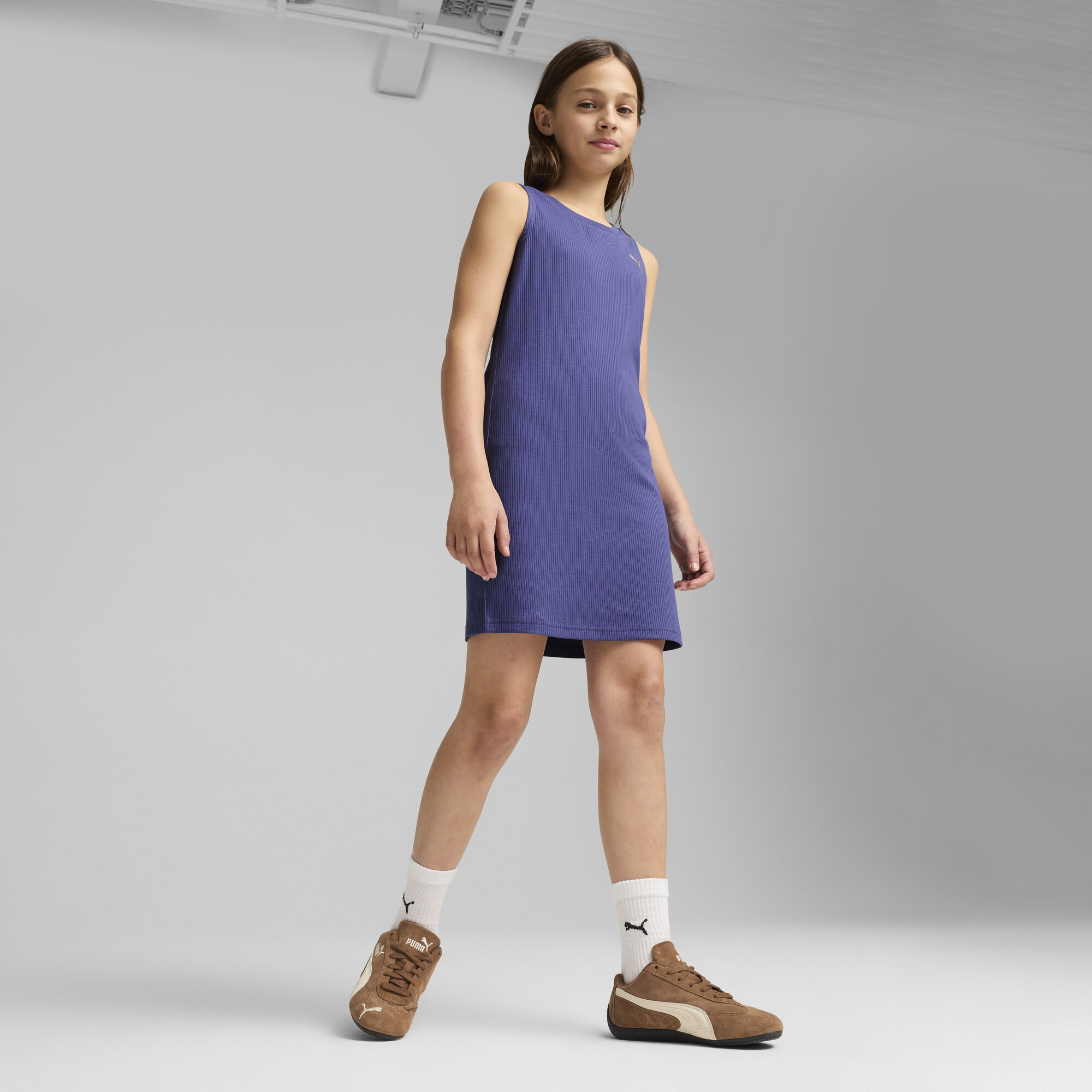 PUMA Butterfly Vibe Big Kids' Ribbed Tank Dress - Picture 9 of 10