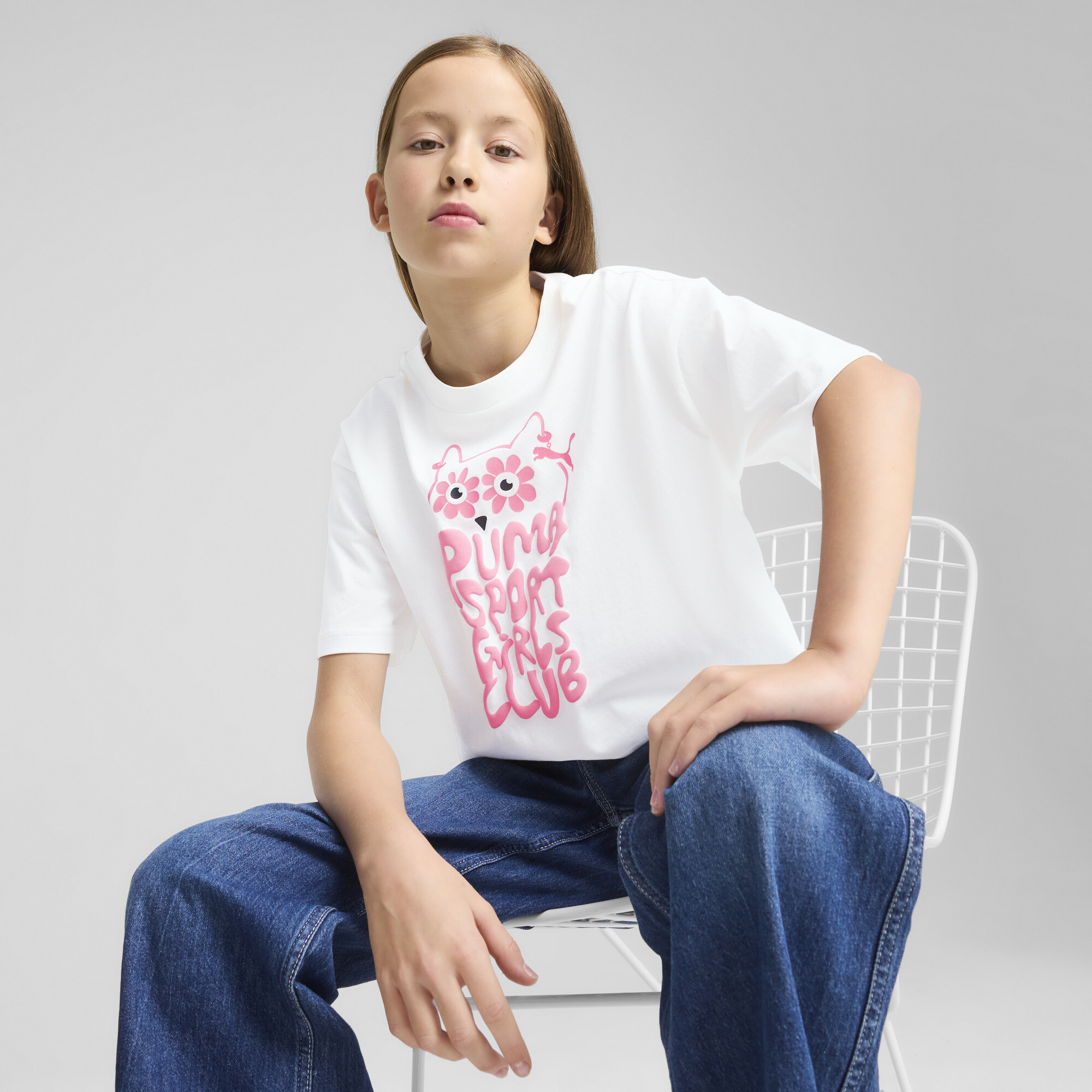 Puma Graphics Kurzes T-Shirt II Teenager Für Damen Für Kinder | Mit Print | White | Größe: 7-8Y