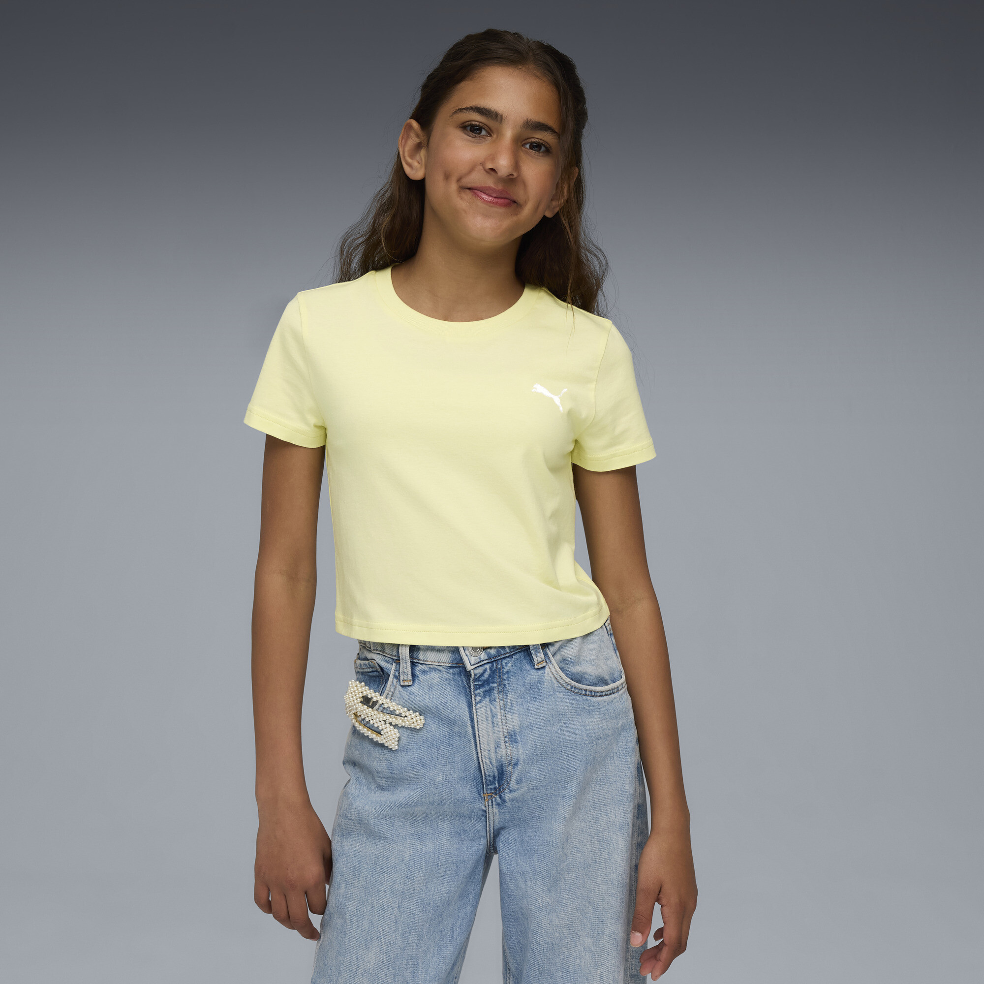 Puma Wardrobe Essentials Big Kids' Baby T-shirt In Yellow