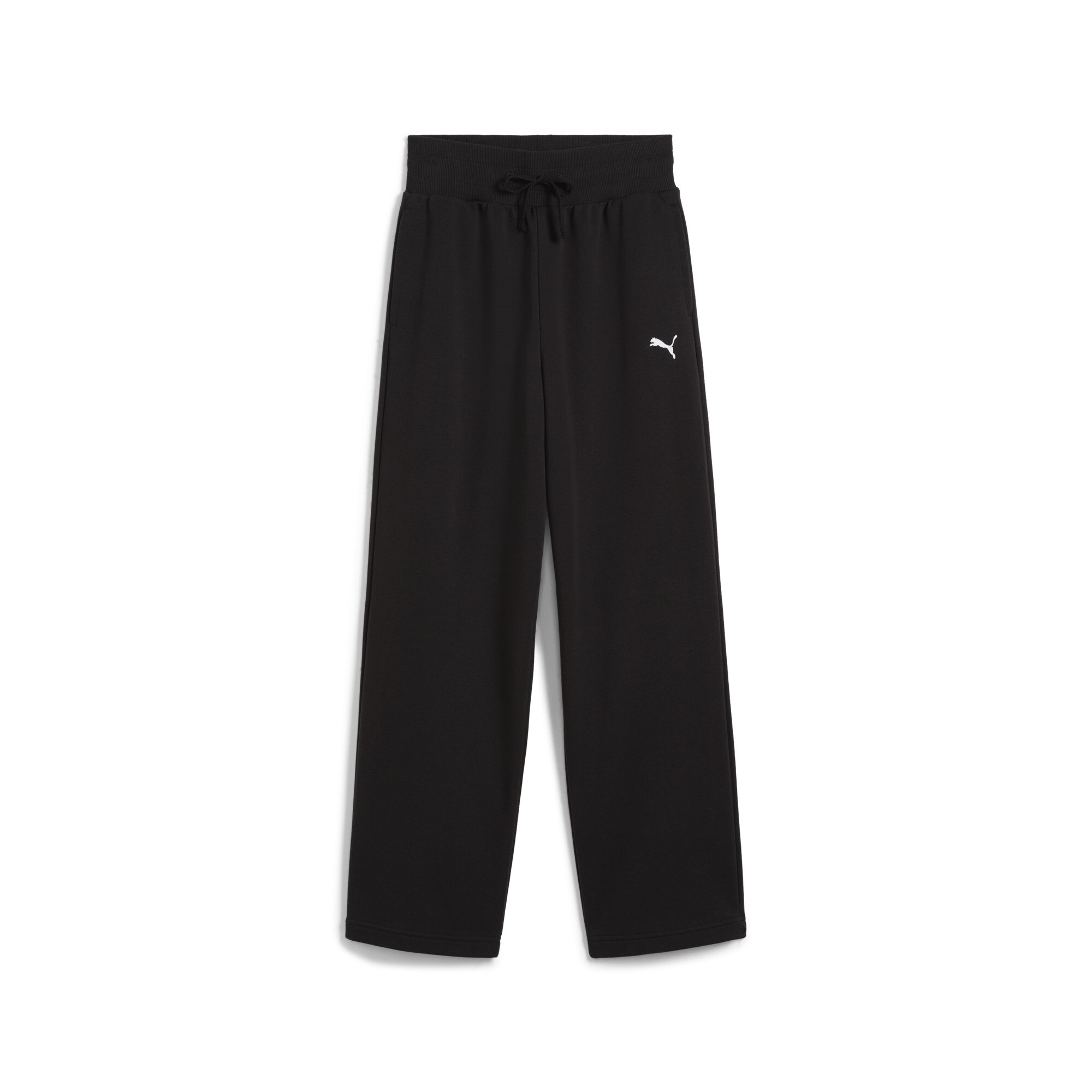 PUMA Wardrobe Essentials relaxte joggingbroek met wijde pijpen voor Dames, Zwart, Maat 11-12Y