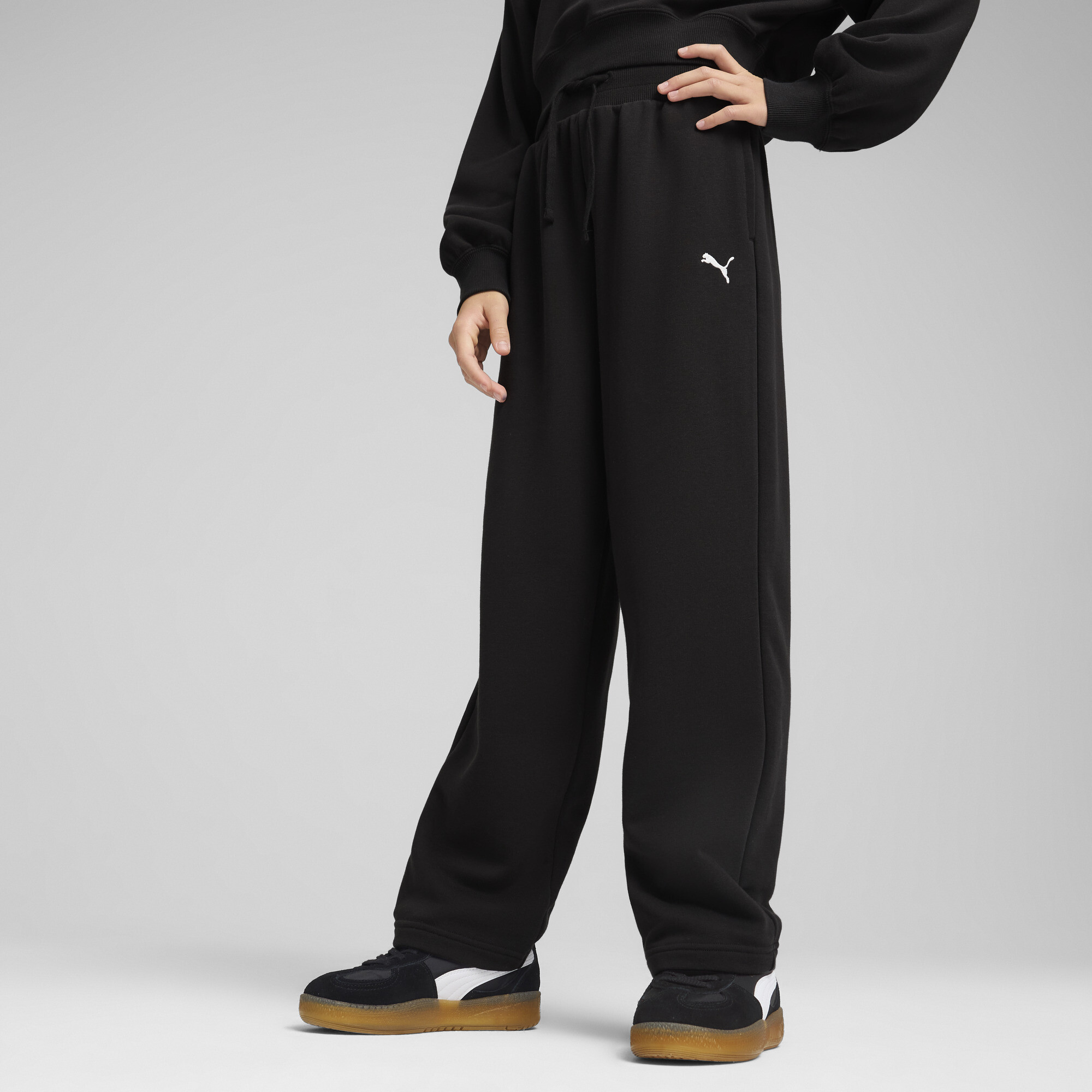 Pantalon de survêtement large PUMA Wardrobe Essentials pour enfants et adolescents, Noir, Jeune M | 629896_01