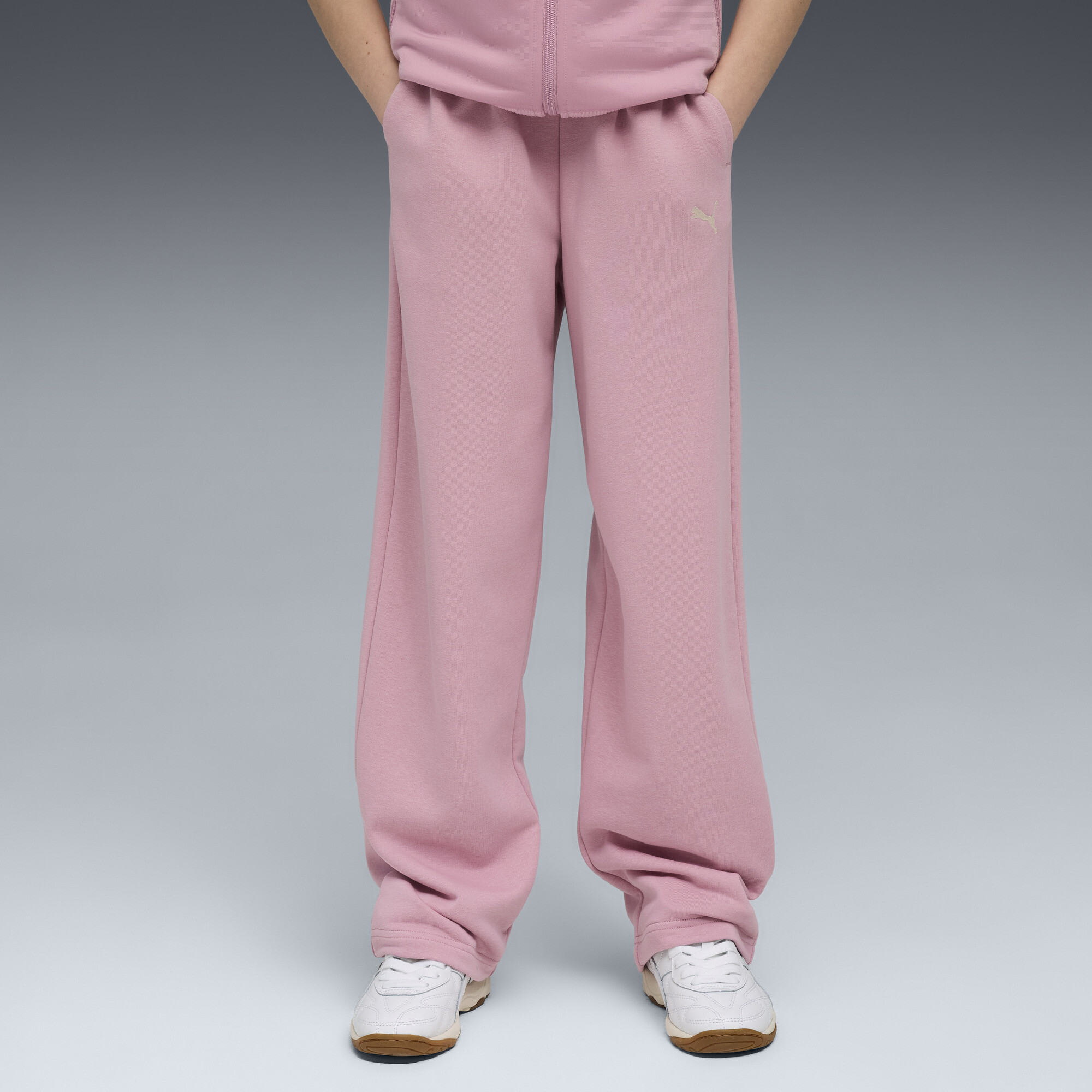 Puma Wardrobe Essentials Wide Sweatpants Youth In Pink