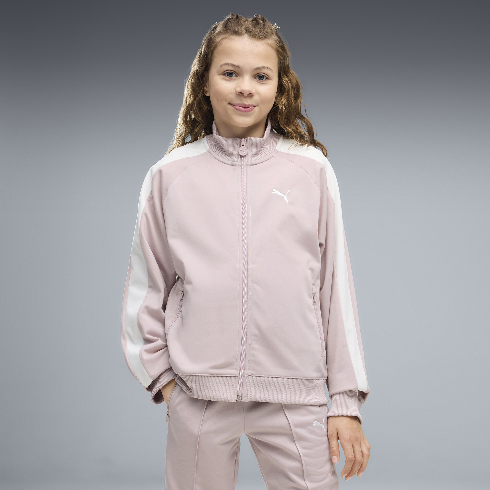 PUMA T7 Big Kids' Track Jacket in Pink, Size S