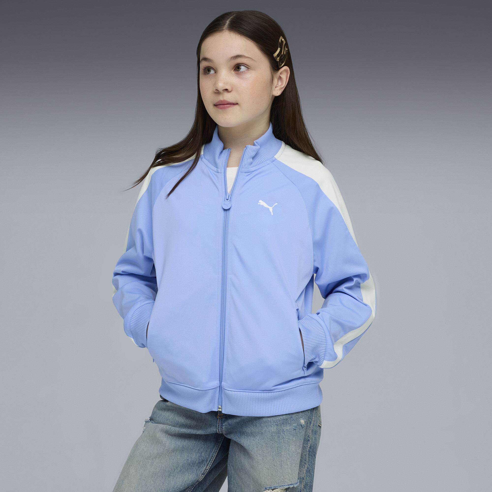PUMA T7 Big Kids' Track Jacket in Purple, Size S
