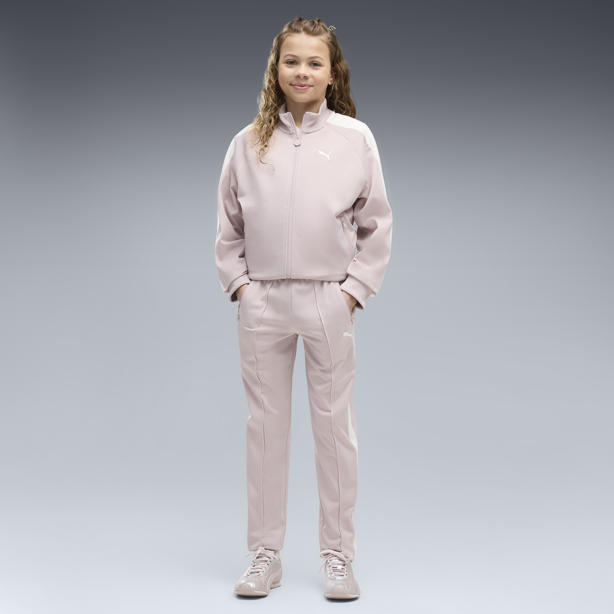 PUMA T7 Big Kids' Slim Track Pants in Pink, Size S