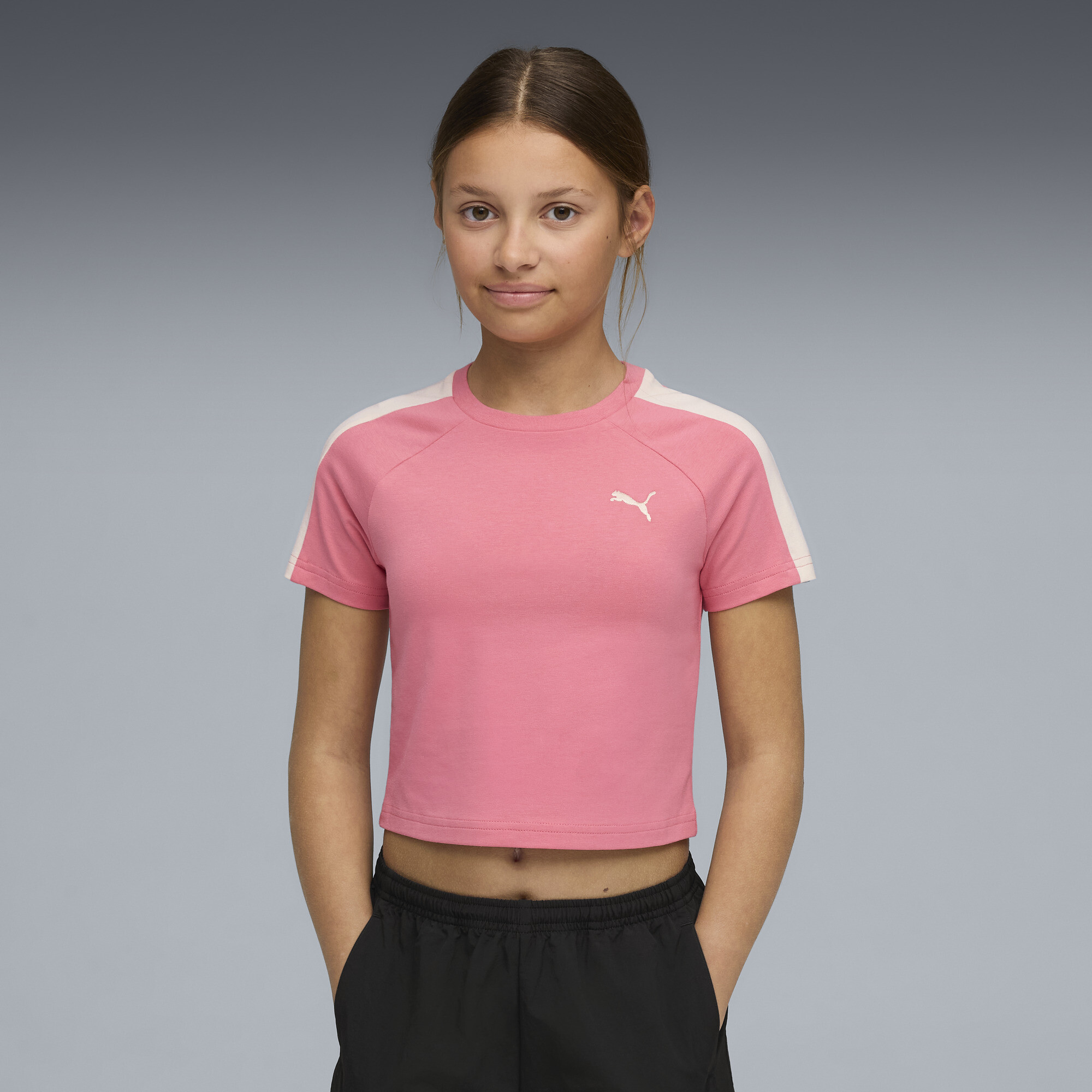 PUMA T7 Big Kids' T-Shirt in Pink, Size L