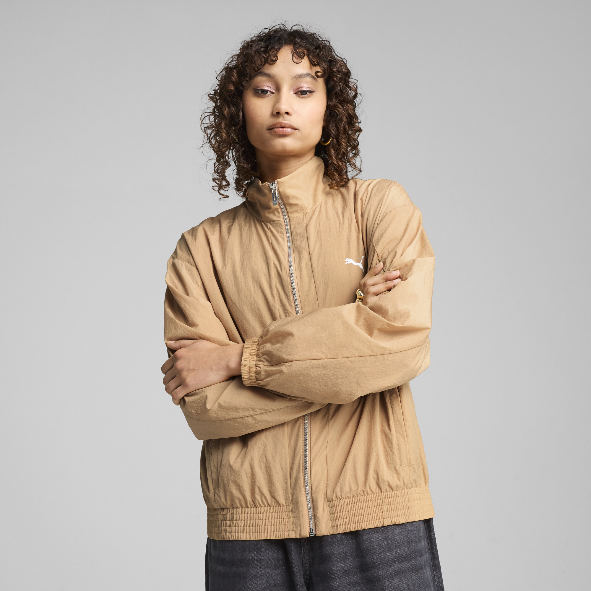 Puma Style Jacke Damen | Mit Plain | Warm Beige | Größe: XS