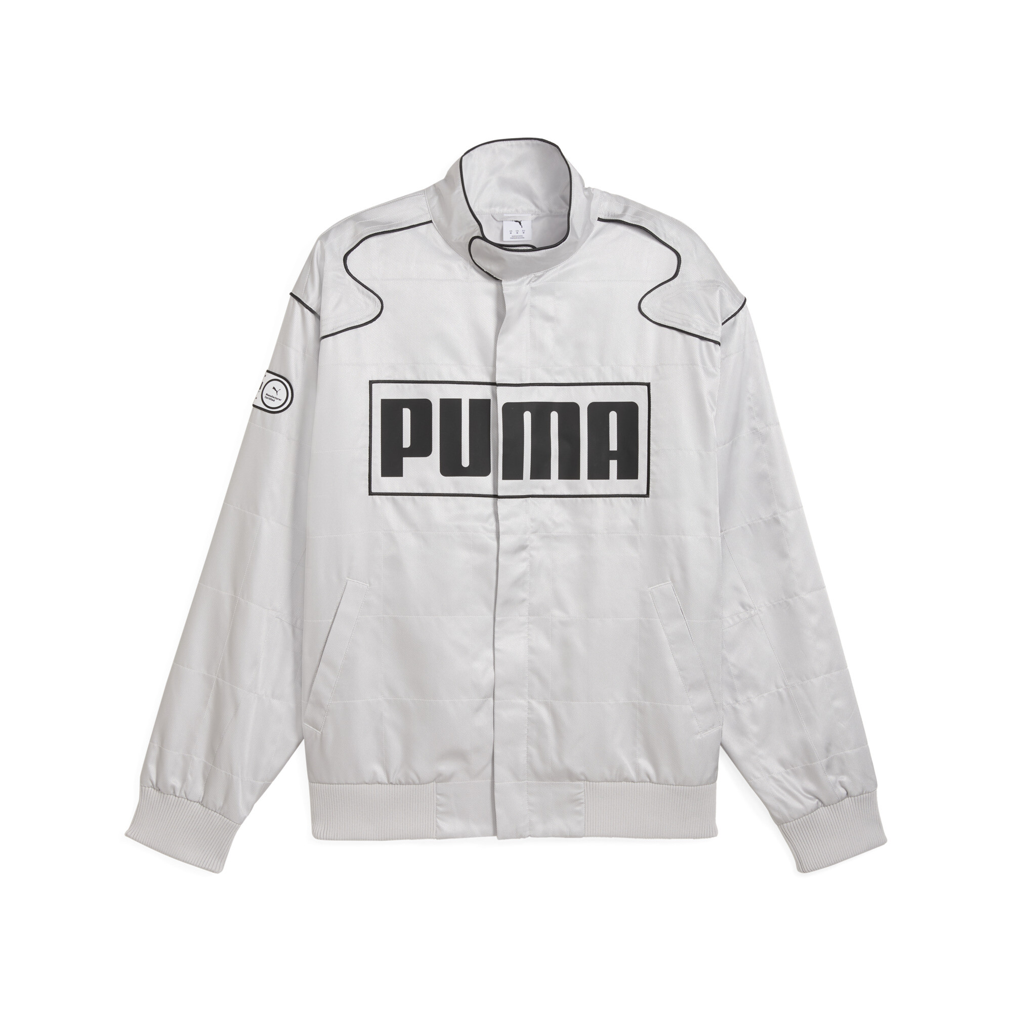 Puma ARCHIVE SEASONAL Relaxed Racer Jacket Unisex, Gray, Size XL, Clothing