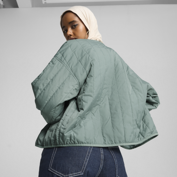 Relaxed Reversible Liner Jacket Women, Green Moon, large-ZAF