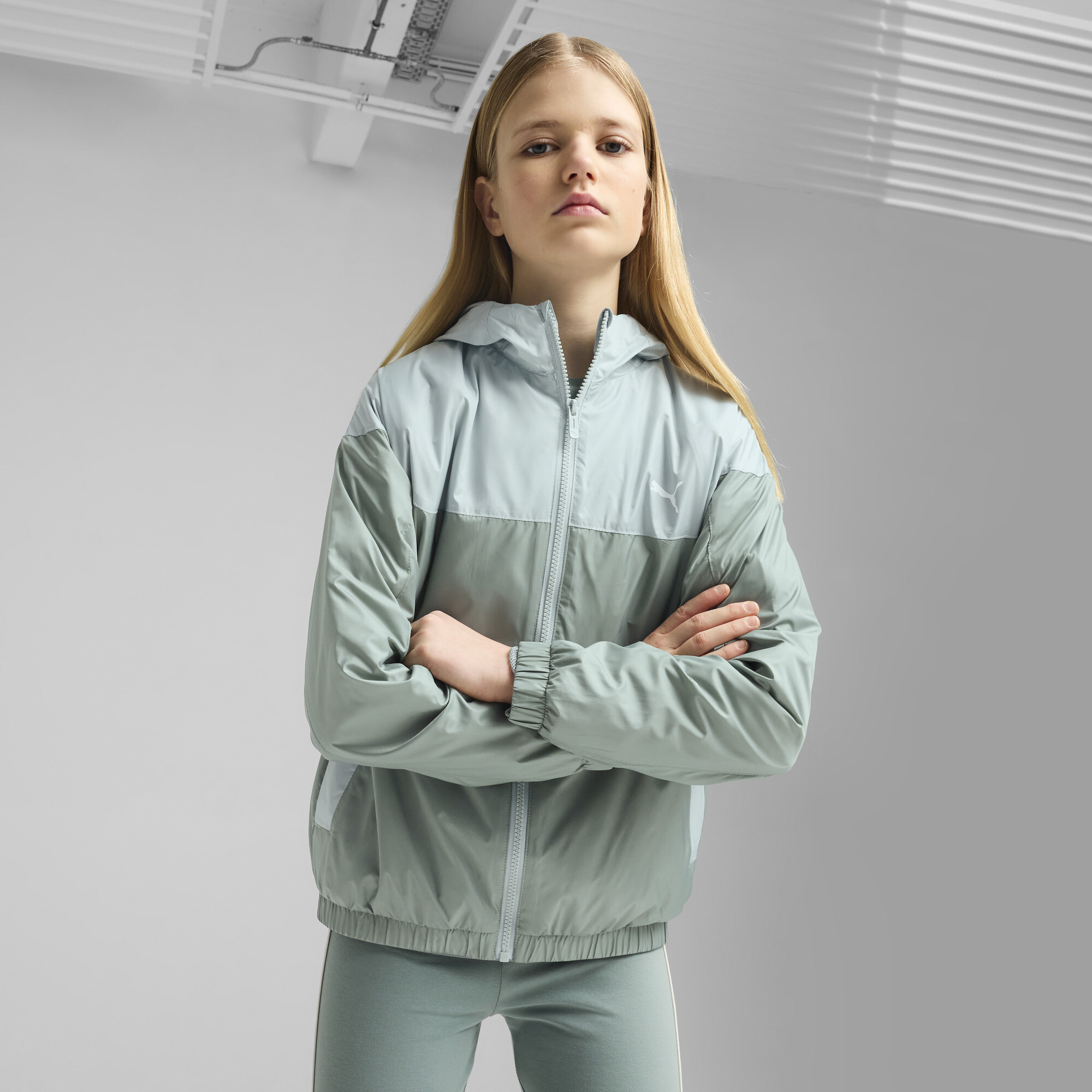 Puma Windjacke mit Meshfutter Teenager Für Für Kinder | Mit Color Blocking | Green Moon | Größe: 9-10Y