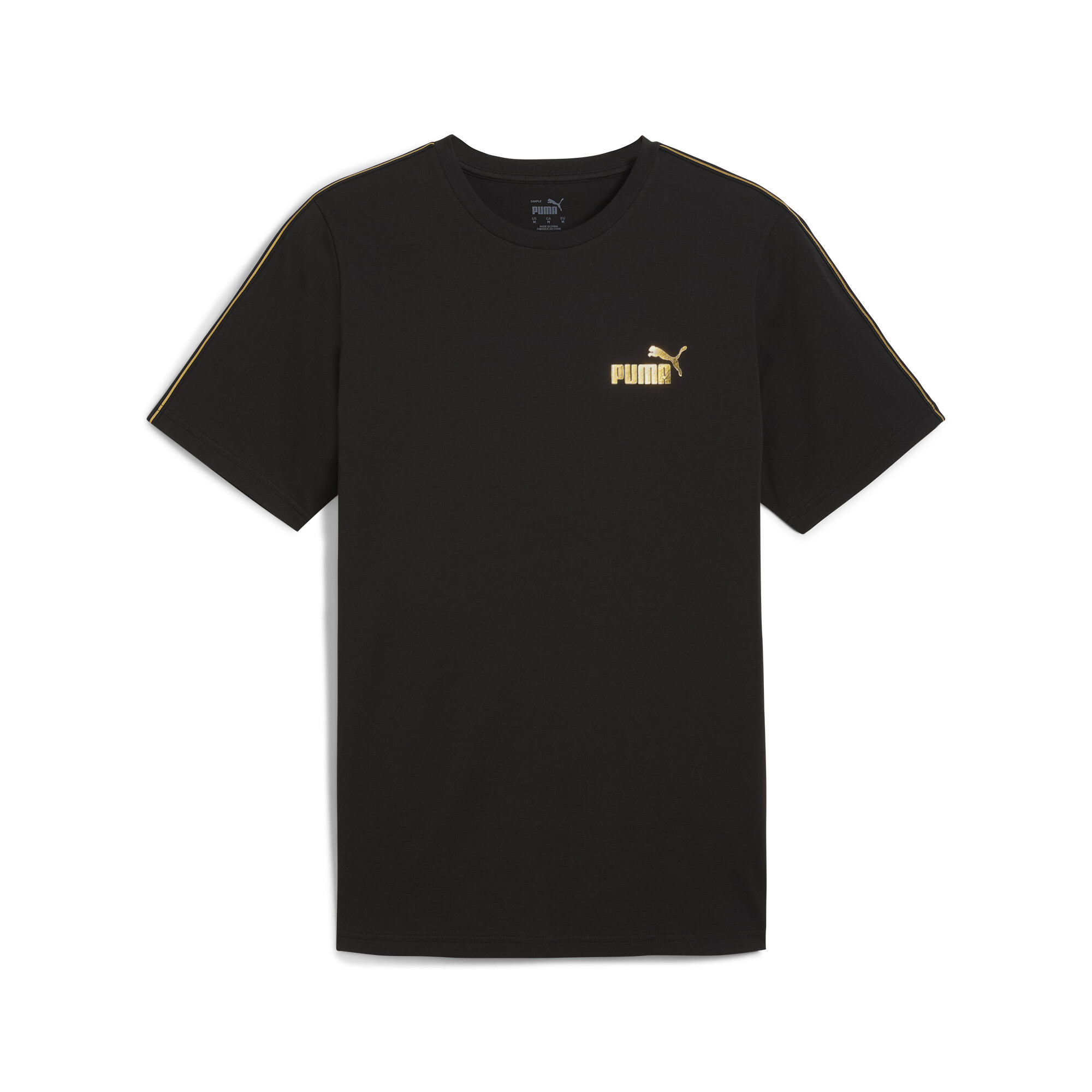 Men's Puma ESS TAPE MINIMAL GOLD T-Shirt, Black, Size L, Clothing