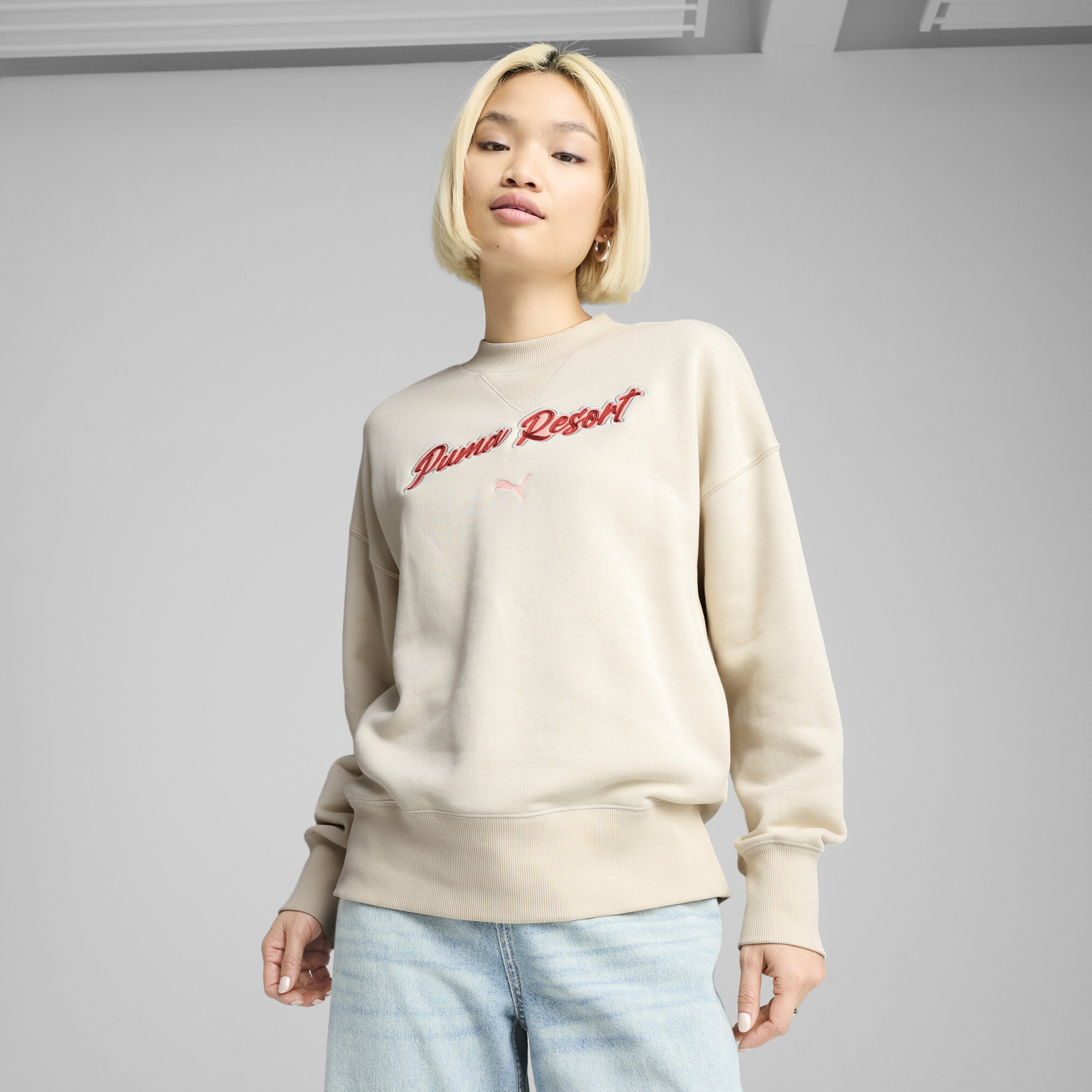 Puma PREMIUM ESS Oversized-T-Shirt mit Grafik Unisex Für Damen | Mit Plain | Alpine Snow | Größe: XS