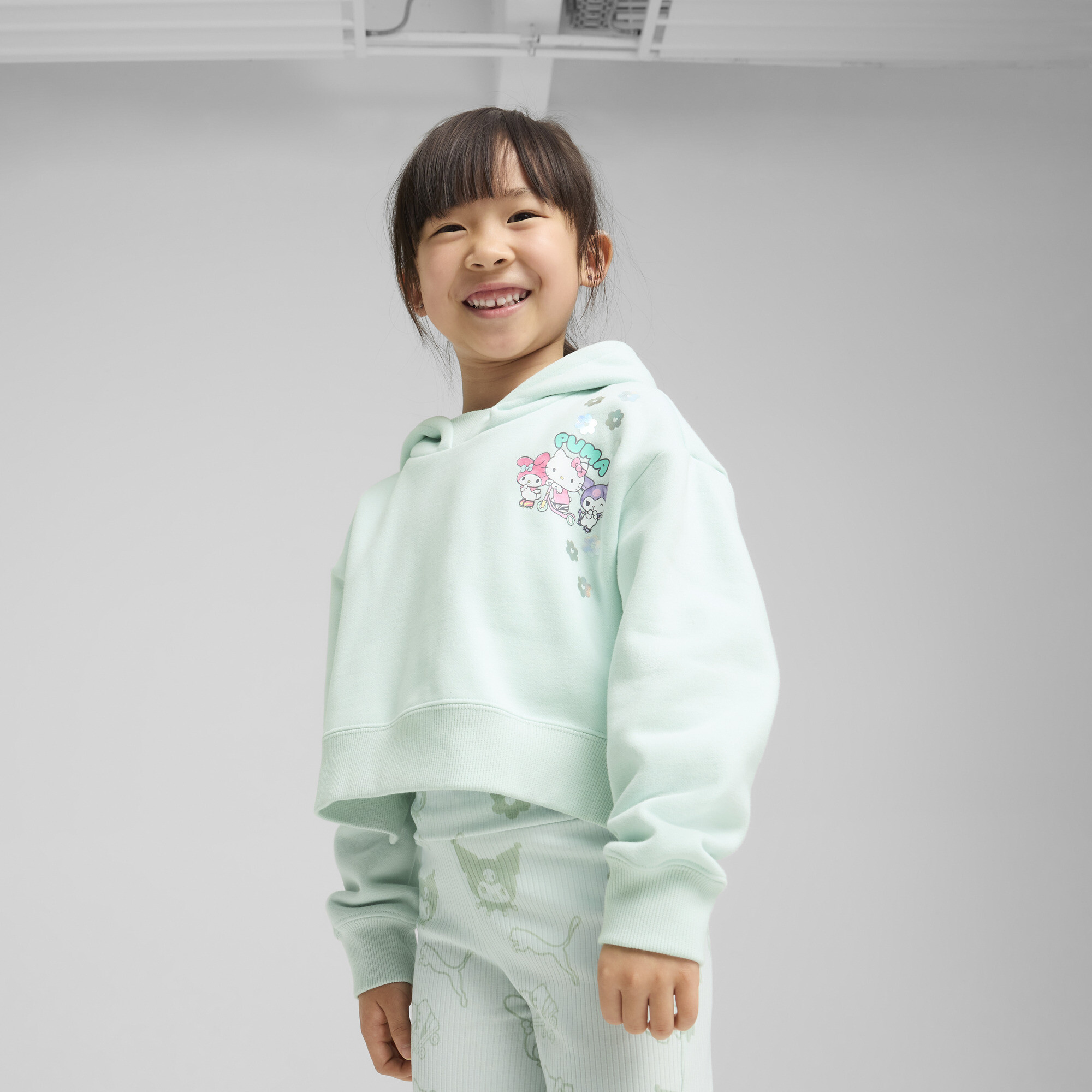 Puma x HELLO KITTY AND FRIENDS Fleece-Hoodie Kinder | Mit Print | Peaceful Blue | Größe: 4-5Y