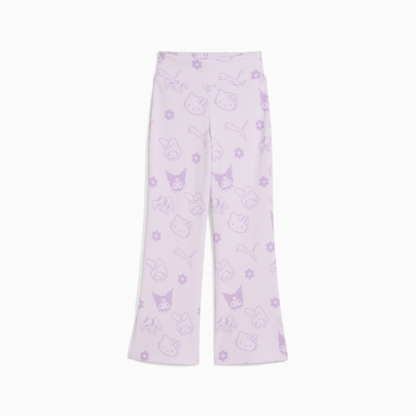 PUMA x HELLO KITTY AND FRIENDS Ribbed Flared Leggings Kids, Lilac Frost, large-ZAF