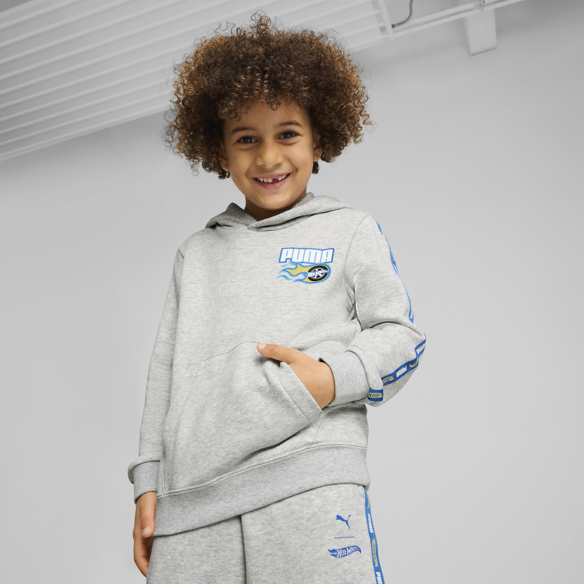 Puma x HOT WHEELS™ Hoodie Kinder | Mit Print | Light Gray Heather | Größe: 6-7Y