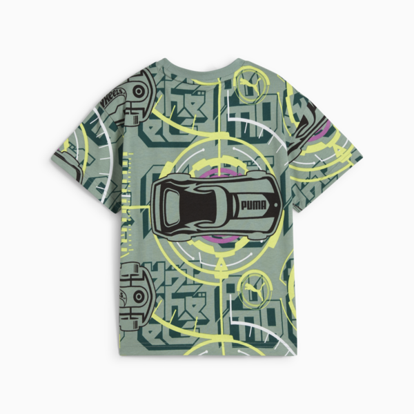 Playera holgada PUMA x HOT WHEELS para niños, Green Moon, large-MEX