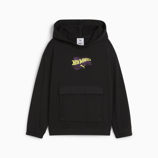 PUMA x HOT WHEELS™ Relaxed Graphic Hoodie Kids, PUMA Black, large-MEX