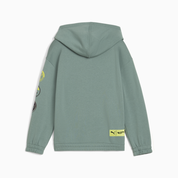 Sudadera holgado PUMA x HOT WHEELS para niños, Green Moon, large-MEX