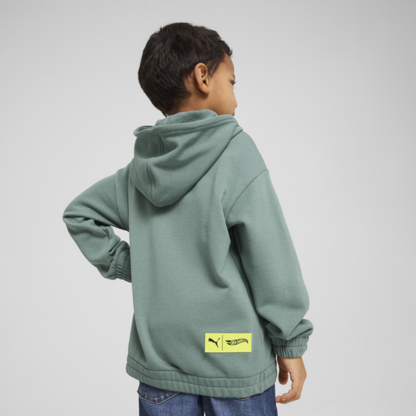 Sudadera holgado PUMA x HOT WHEELS para niños, Green Moon, large-MEX