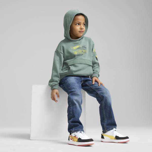 Sudadera holgado PUMA x HOT WHEELS para niños, Green Moon, large-MEX