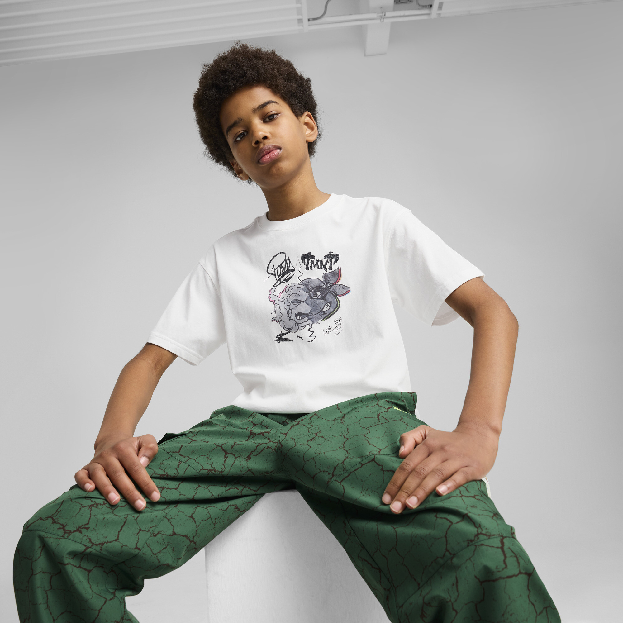 Puma x TMNT Relaxed Graphic T-Shirt Teenager Für Herren Für Damen Für Kinder | Mit Print | White | Größe: 7-8Y